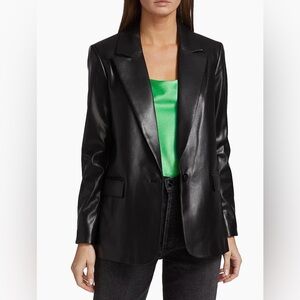 ALICE + OLIVIA Denny Vegan Leather Blazer In Black Size Medium